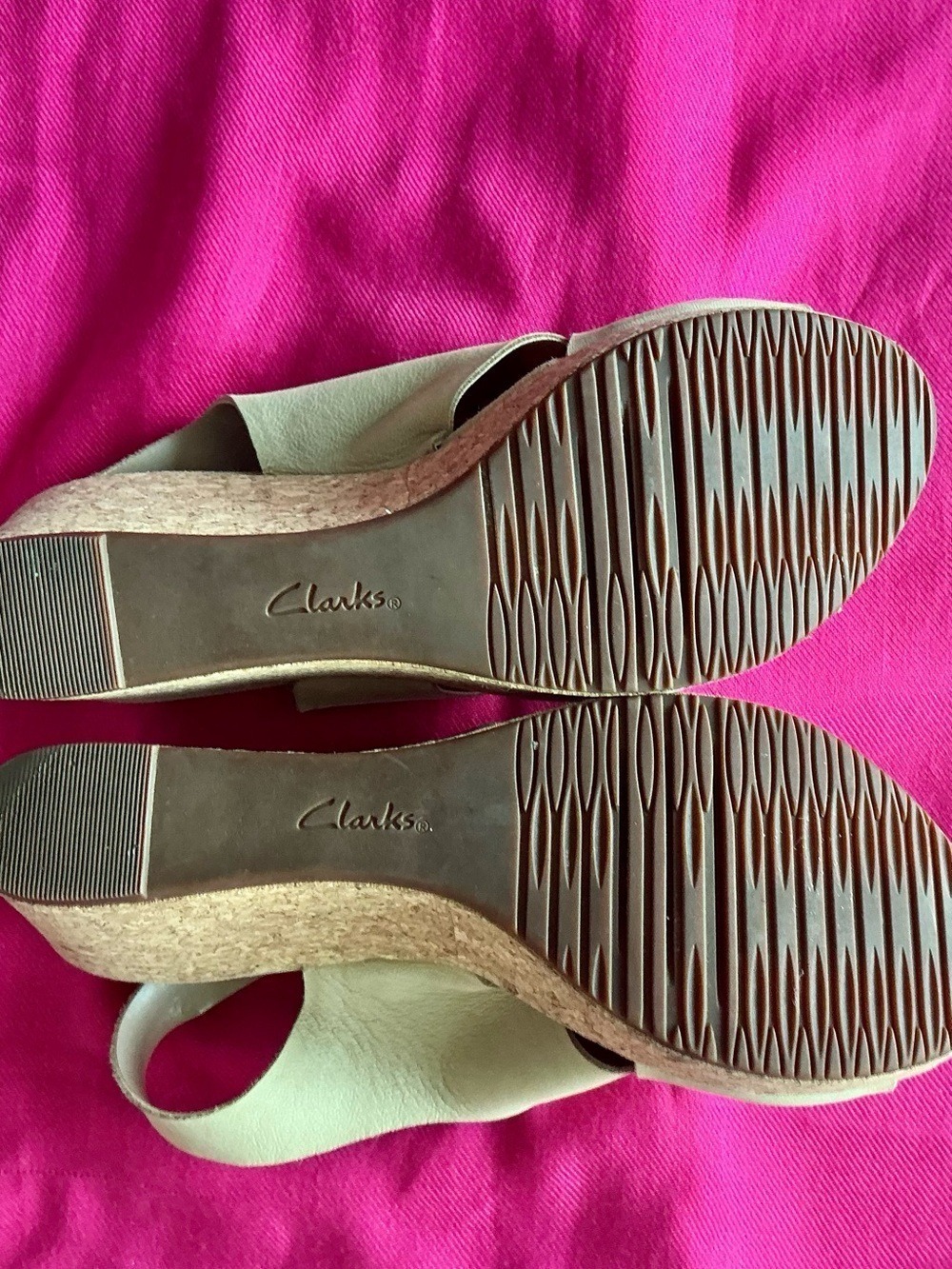 Clarks Beige Cork Wedge Sandal - Picture 4 of 10